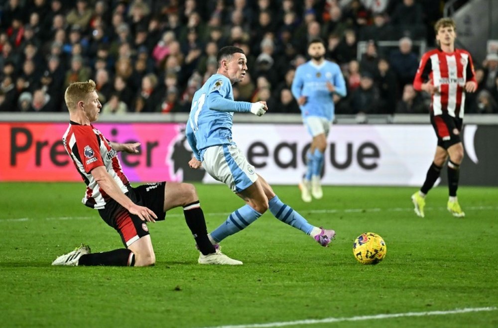 Man City move alongside Arsenal on 49 points. AFP