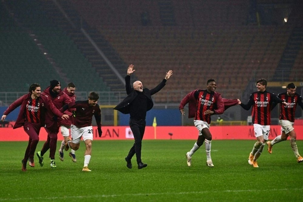 Stefano Pioli (C) admits his team have not been a good this season. AFP