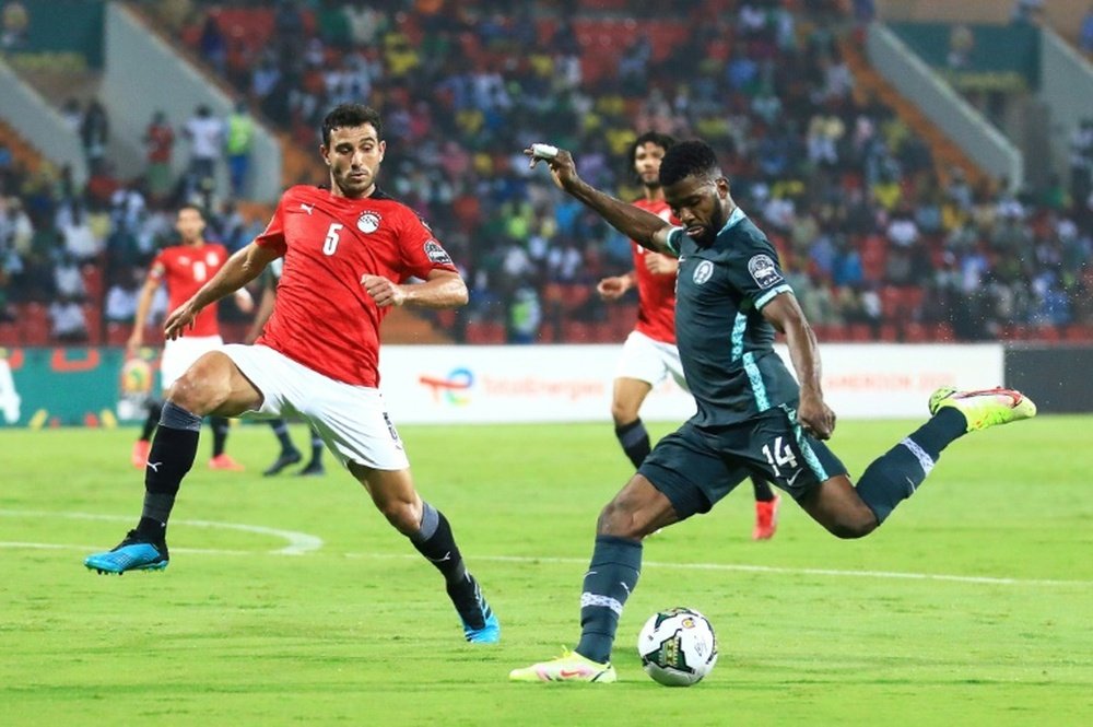 Iheanacho (R) shot for Nigeria against Egypt at the 2021 Africa Cup of Nations in Cameroon. AFP