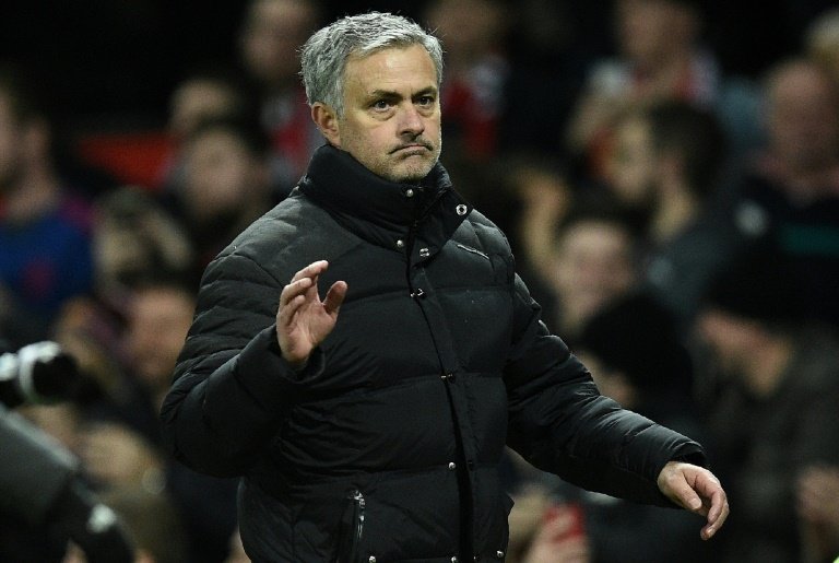 Manchester United manager Jose Mourinho, pictured, remained unfazed after an unexpected call interrupted his weekly sessions with the media on January 13, 2017