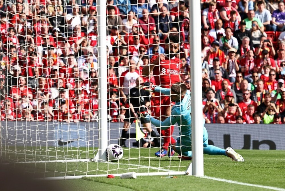 Mohamed Salah (L) scored for Liverpool against Tottenham Hotspur at Anfield. AFP