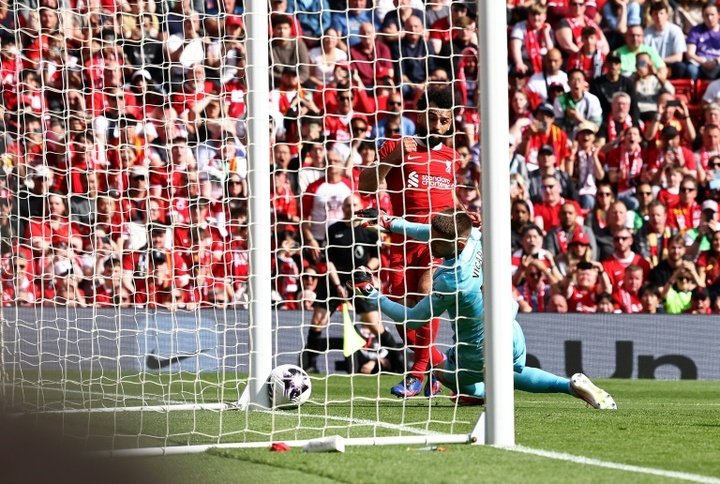 Mohamed Salah (L) scored for Liverpool against Tottenham Hotspur at Anfield. AFP