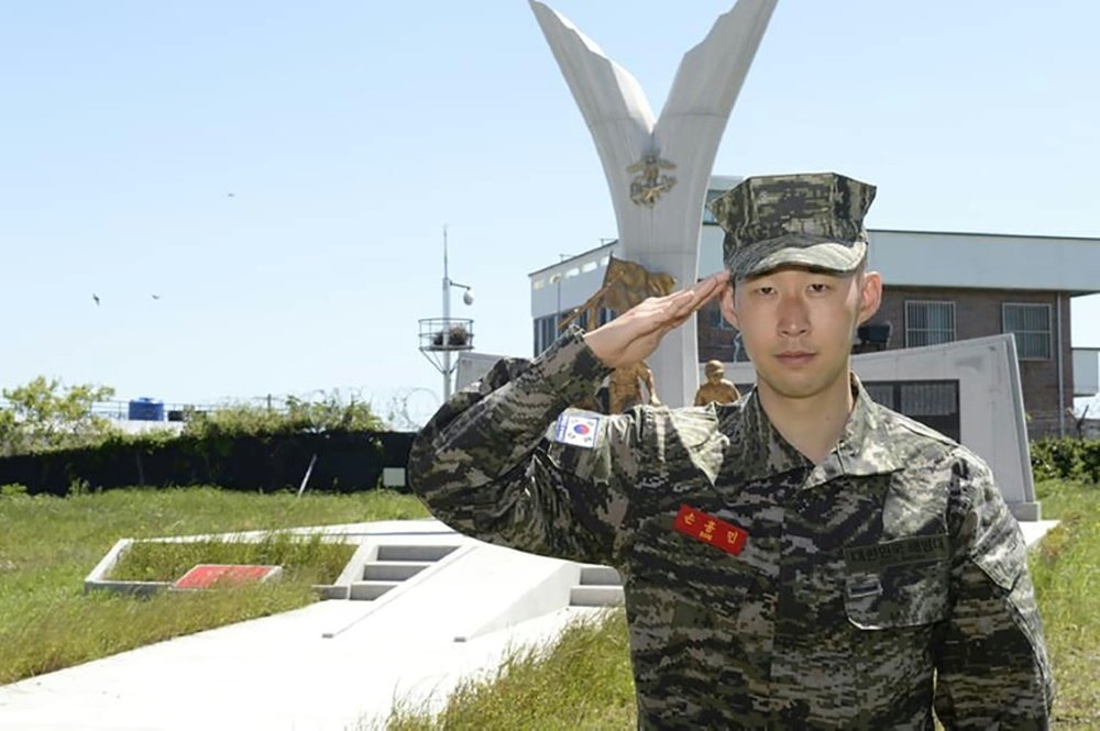 Tottenham's Son Heung-min did three weeks military service during corona break. AFP