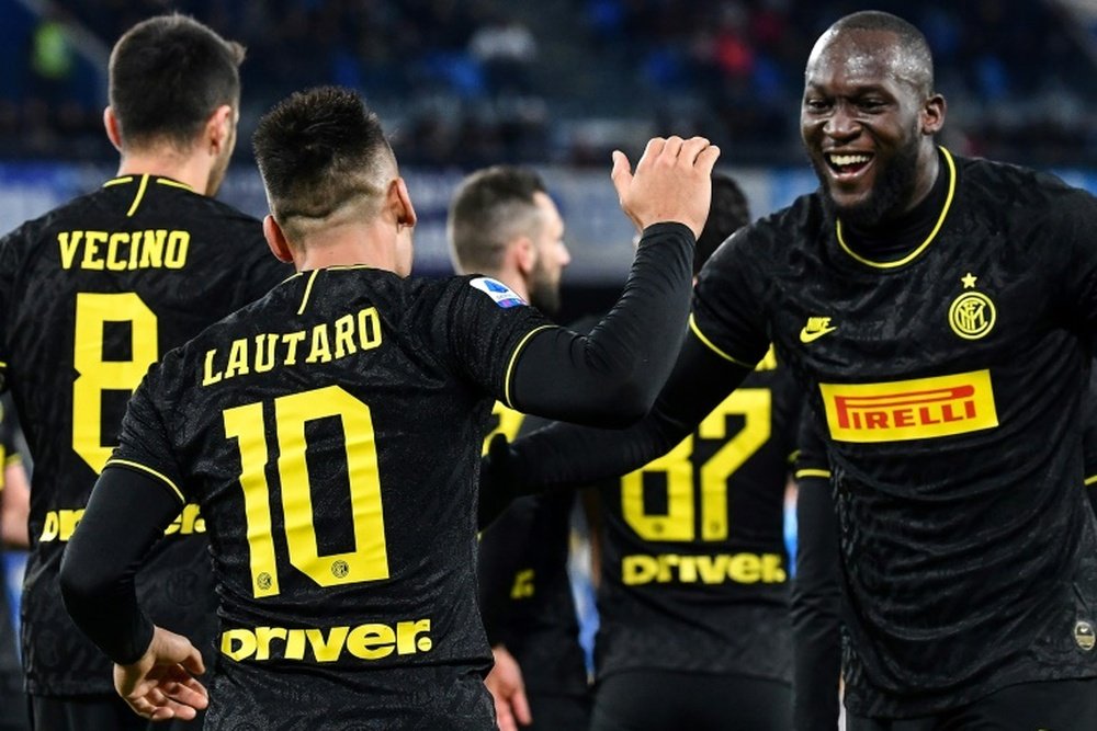 Lautaro Martinez and Romelu Lukaku made sure Inter ended the night top of Serie A. AFP