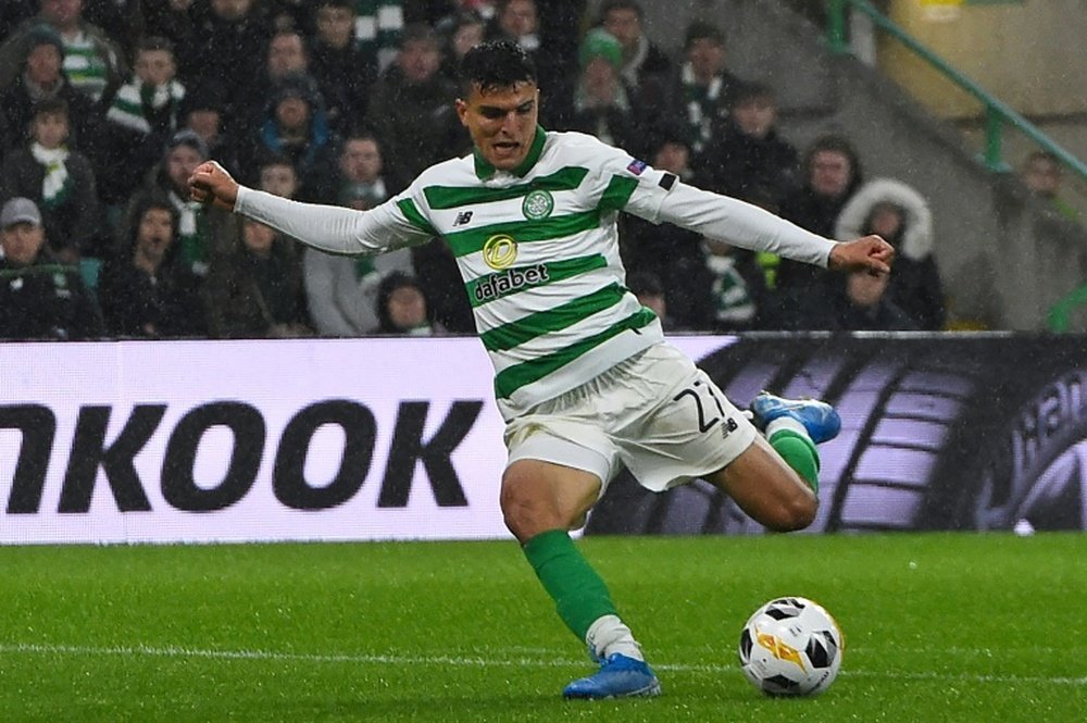 Elyounoussi's brace helped Celtic earn a comfortable victory over Hibs. AFP
