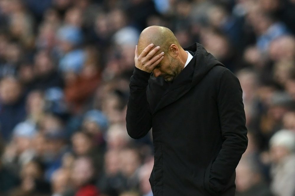 Pep Guardiola reacts on the touchline during City's match against Middlesbrough. AFP