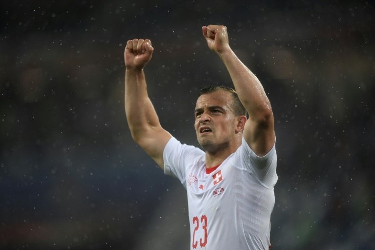 Shaqiri caused controversy with his celebration against Serbia. AFP