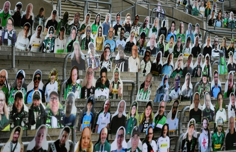 Cardboard cut outs have replaced fans at Gladbach's stadium. AFP