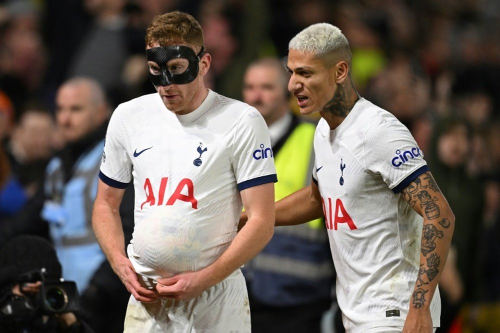 Dejan Kulusevski (L) and Richarlison scored for Tottenham against Nottingham Forest. AFP