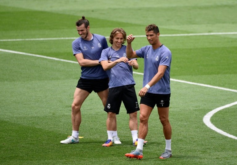 Real Madrids (from L) Gareth Bale, Luka Modric and Cristiano Ronaldo. AFP