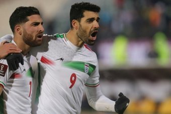 Mehdi Taremi celebrates his goal which sent Iran into the 2022 World Cup final with a 1-0 win. AFP