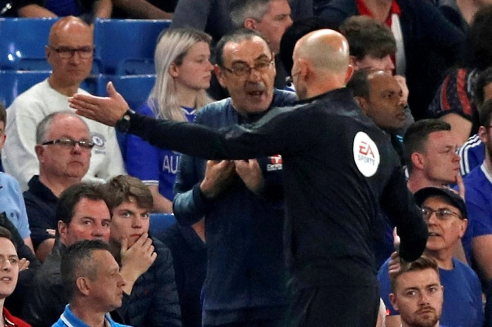 Maurizio Sarri was sent to the stands after venting his anger at a decision. AFP
