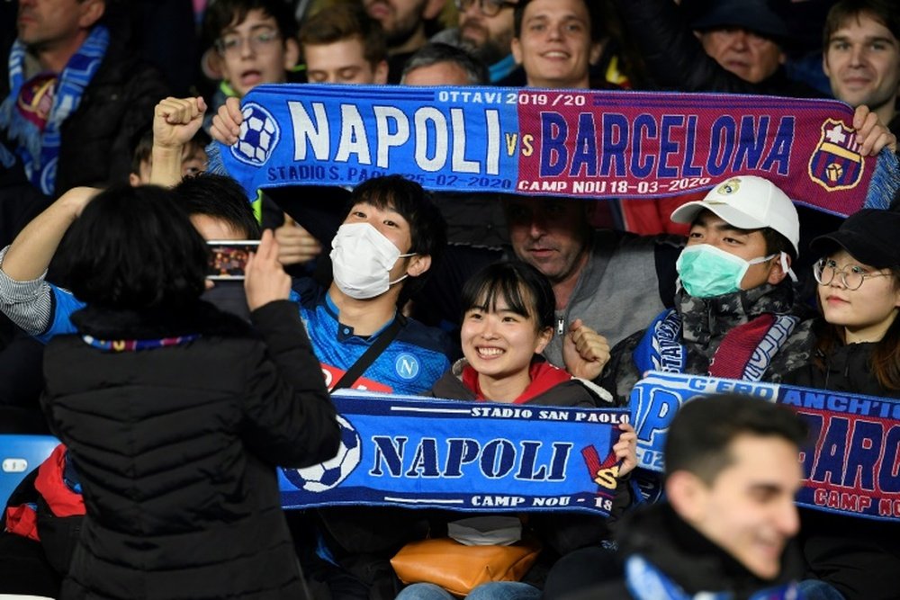 Napoli's Champions League last 16 return leg against Barcelona was postponed. AFP