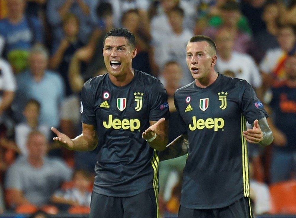 Ronaldo was sent off against Valencia for Juventus. AFP