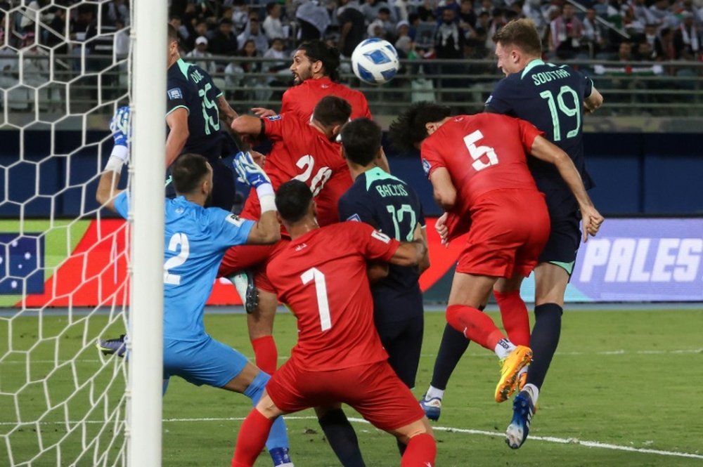 Harry Souttar scored his 10th goal for Australia in Kuwait City. AFP