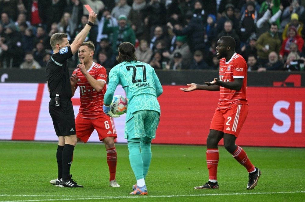 Bayern Munich defender Dayot Upamecano was shown a red card. AFP