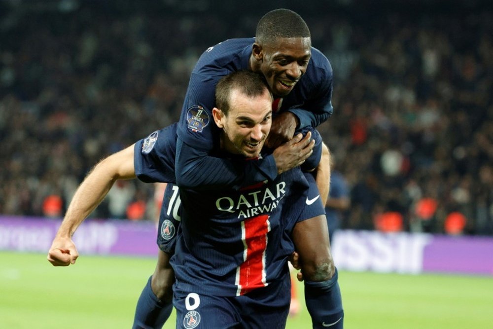 Dembele and Ruiz were PSG's goal-scorers in their 3-1 win over Brest. AFP
