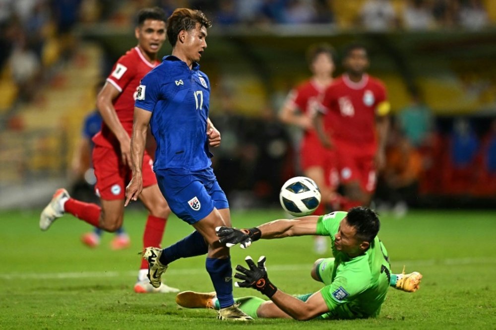 Singapore goalkeeper Hassan Sunny kept Thailand at bay in Bangkok. AFP
