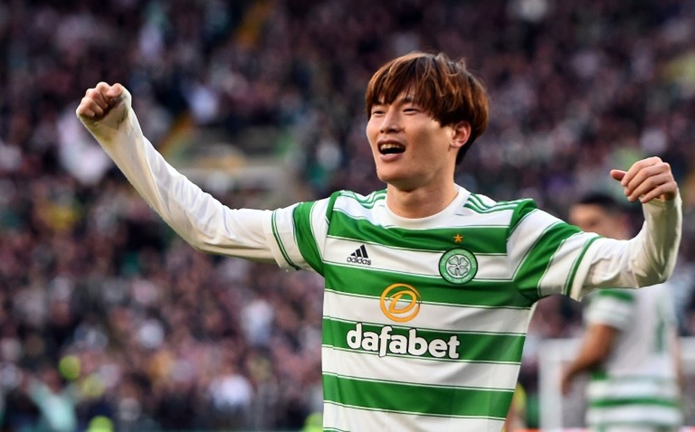 Furuhashi scored twice as Celtic won 2-4 at Dundee. AFP