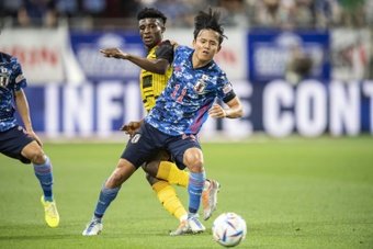 Takefusa Kubo scored his first international goal as Japan thrashed Ghana 4-1. AFP