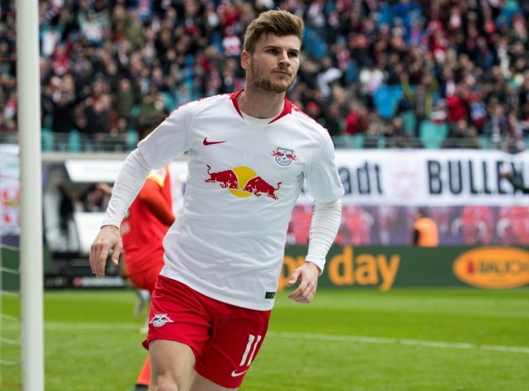 Timo Werner scored for Leipzig in the win over Wolfsburg. AFP