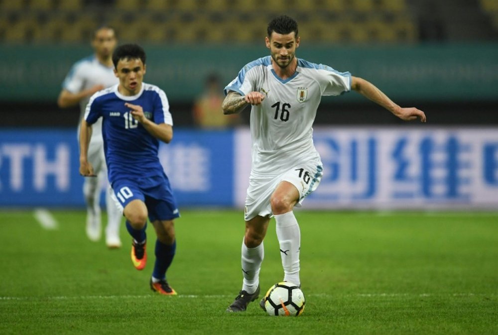 Pereiro gave Uruguay a 2-0 lead going into half-time. AFP