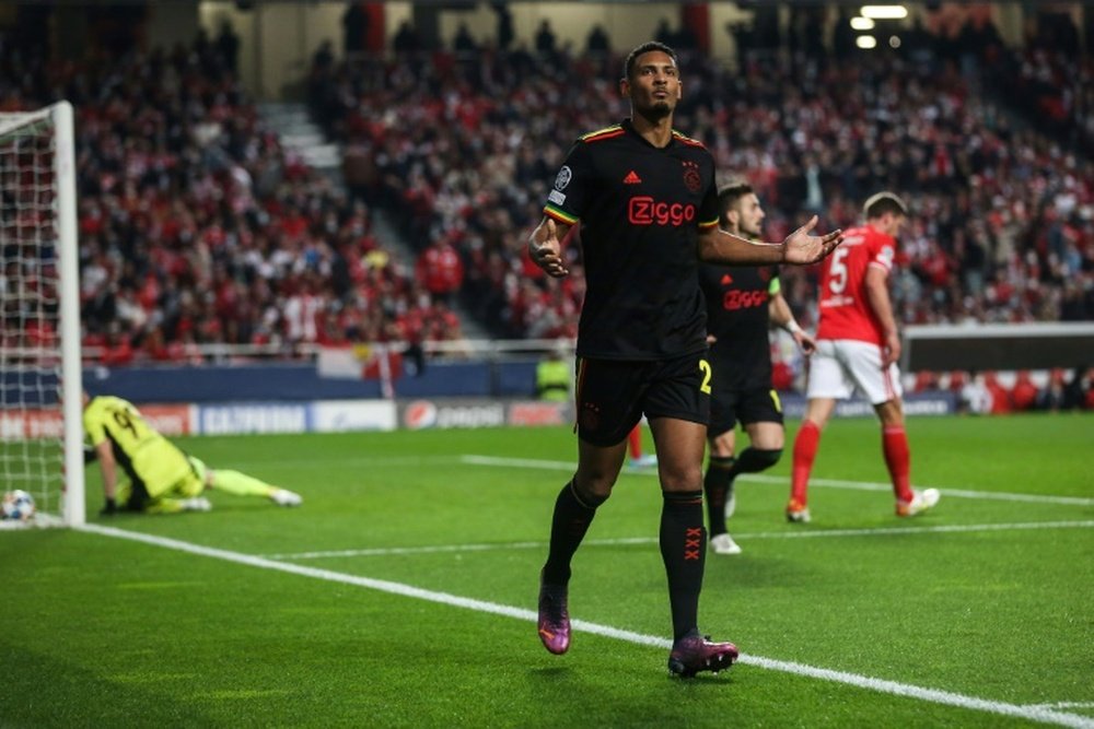 Sebastien Haller celebrates scoring for Ajax in their 2-2 draw with Benfica in Lisbon. AFP
