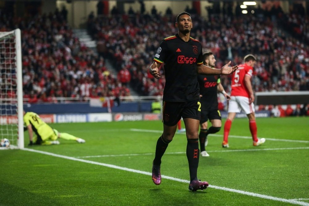 Sebastien Haller celebrates scoring for Ajax in their 2-2 draw with Benfica in Lisbon. AFP