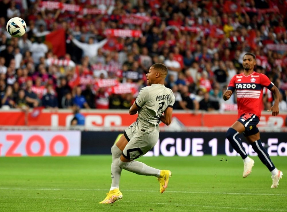 Kylian Mbappe got a hat-trick as PSG thumped Lille. AFP