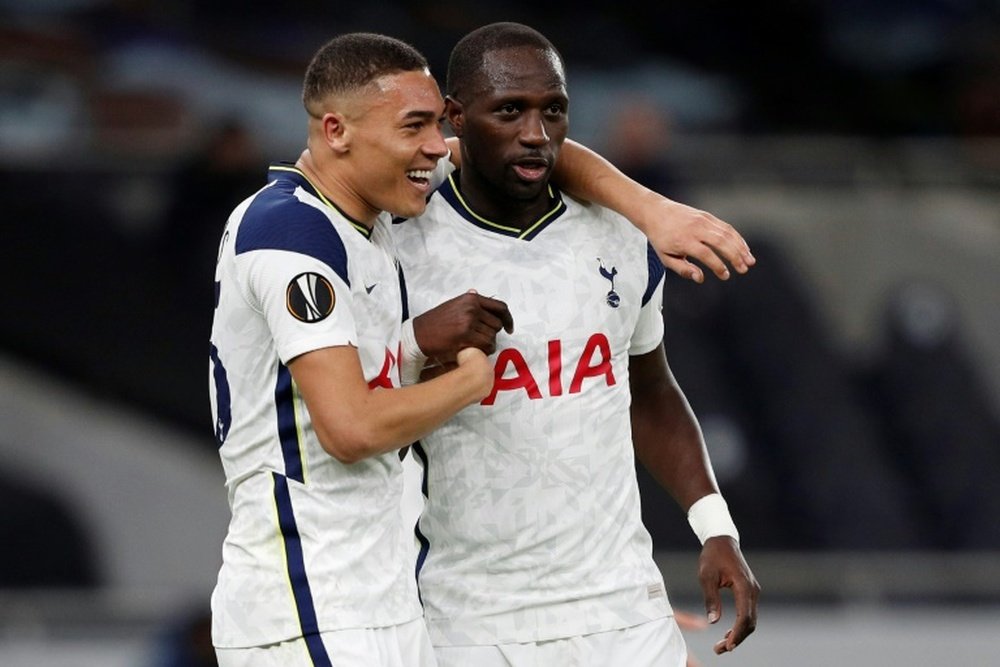 Carlos Vinicius (L) scored as Spurs beat Wolfsberger 4-0. AFP