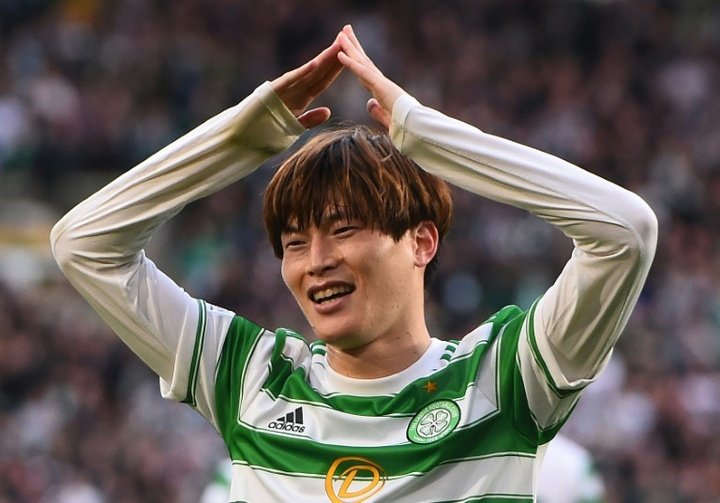 Kyogo Furuhashi scored as Celtic beat Hearts 2-0. AFP