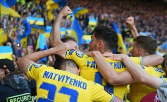 Ukraine won 1-3 away to Scotland in the World Cup semi-final play-off. AFP
