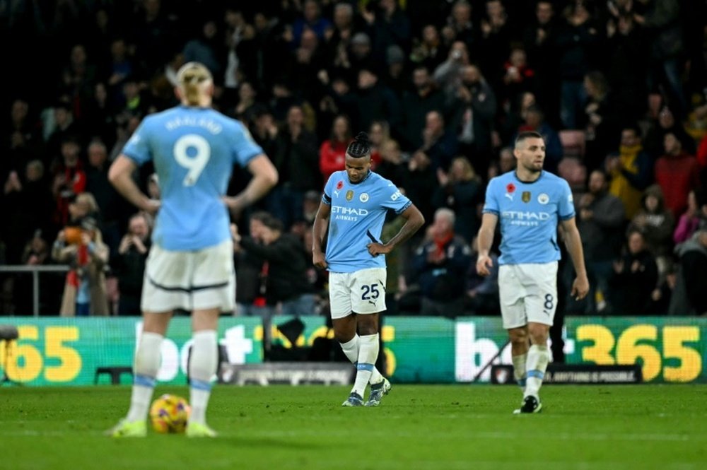 City's 32-game unbeaten league run ended at Bournemouth. AFP