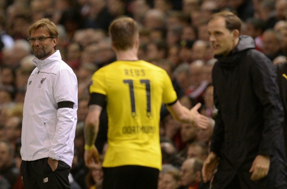 Jurgen Klopp (L) thinks Thomas Tuchel has a great squad to work with at Chelsea. AFP