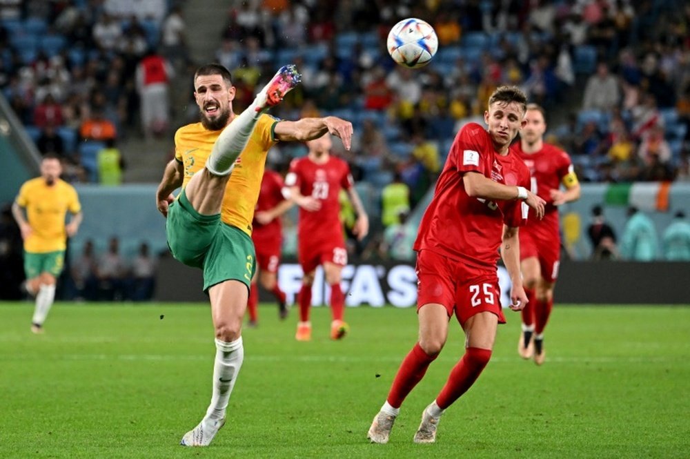 Australian defender Degenek made his World Cup debut against Denmark. AFP