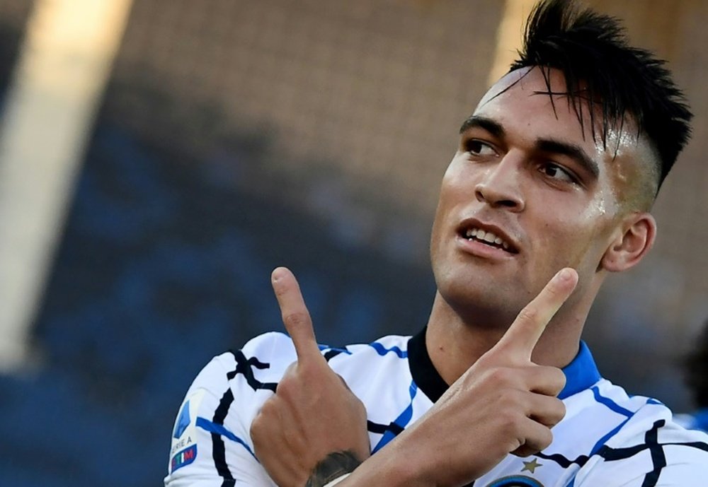 Lautaro Martinez scored in Inter's 1-2 victory at Verona. AFP