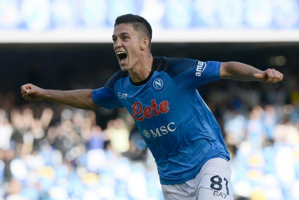 Giacomo Raspadori got a late winner for Napoli v Spezia. AFP