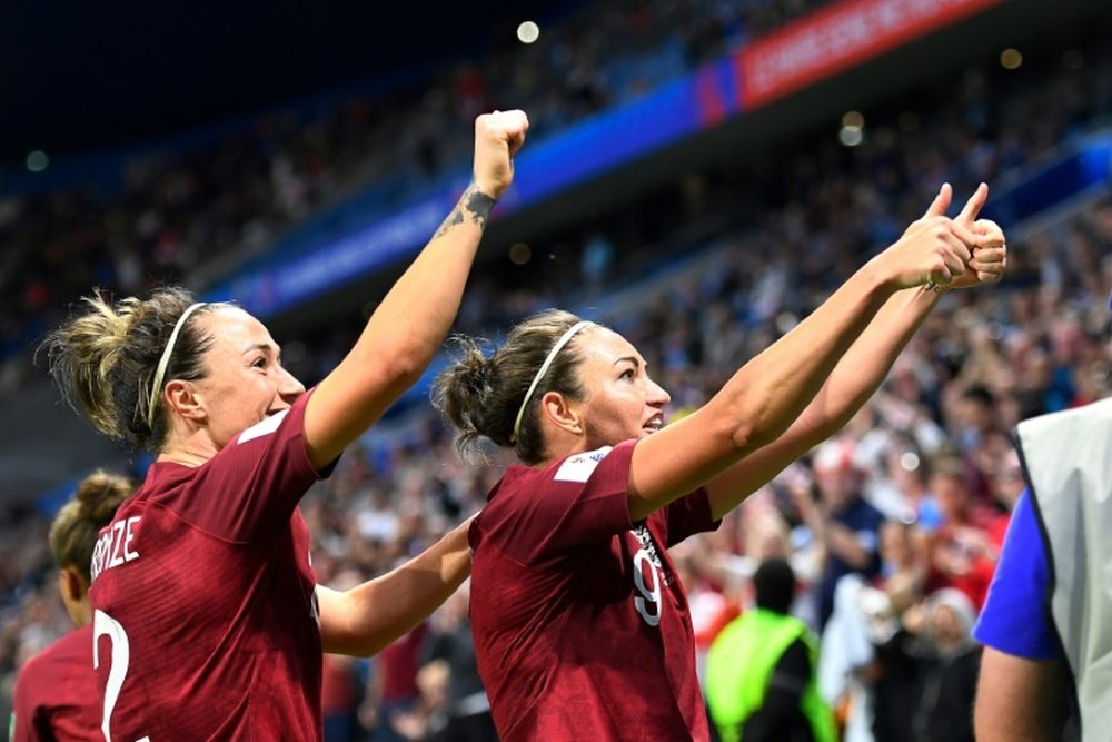 Jodie Taylor scored the vital goal for England. AFP