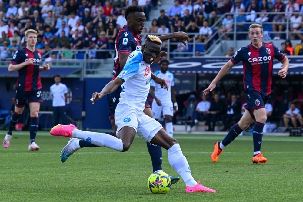 Osimhen scored twice but the newly-crowned Serie A champions were held 2-2 at Bologna. AFP