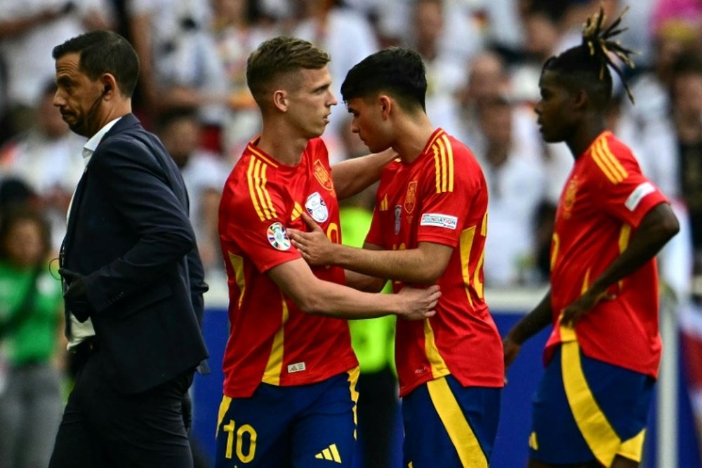 Olmo replaced the injured Pedri during Spain's Euro 2024 quarter-final win over Germany. AFP