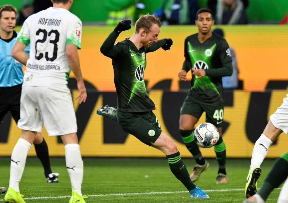Arnold broke Gladbach's hearts with a stoppage time winner for Wolfsburg. AFP