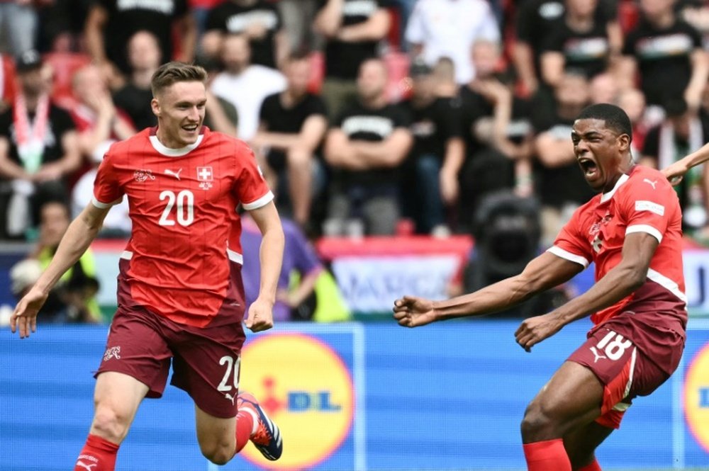 Switzerland forward Kwadwo Duah (R) scored the opening goal. AFP