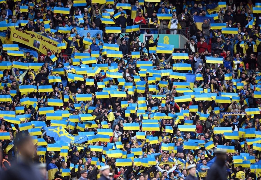 Ukrainian fans turned a section of Wembley blue and yellow. AFP