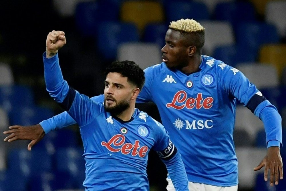 Napoli's Victor Osimhen (R) took his tally up to 10 Serie A goals for the season. AFP