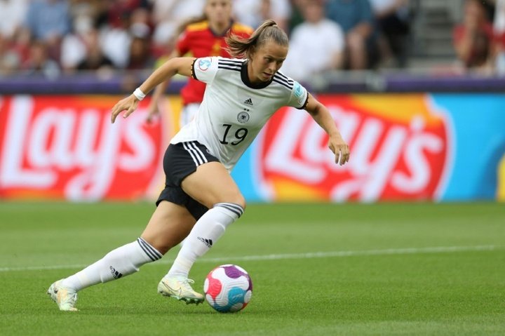 Klara Buhl scored as Germany defeated Spain 2-0. AFP
