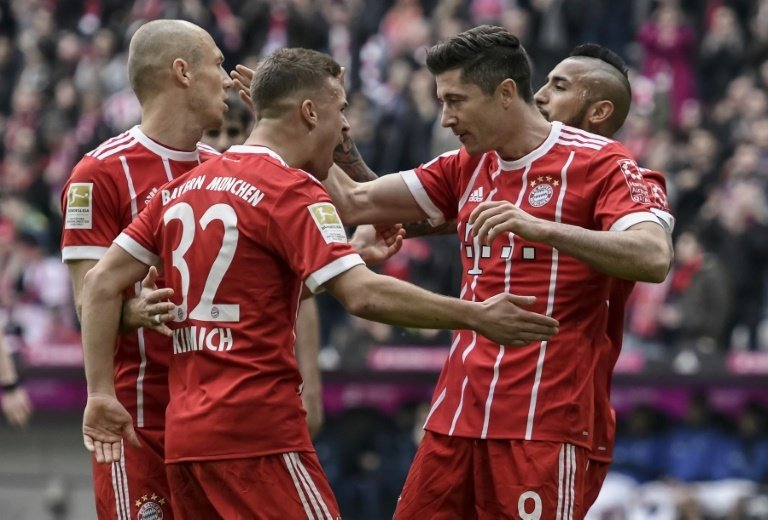 Lewandowski plundered a hat-trick against Hamburg. AFP