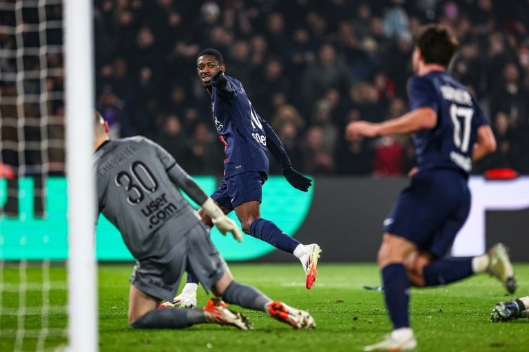 Ousmane Dembele scored his league-leading 18th goal in the win over Lille. AFP