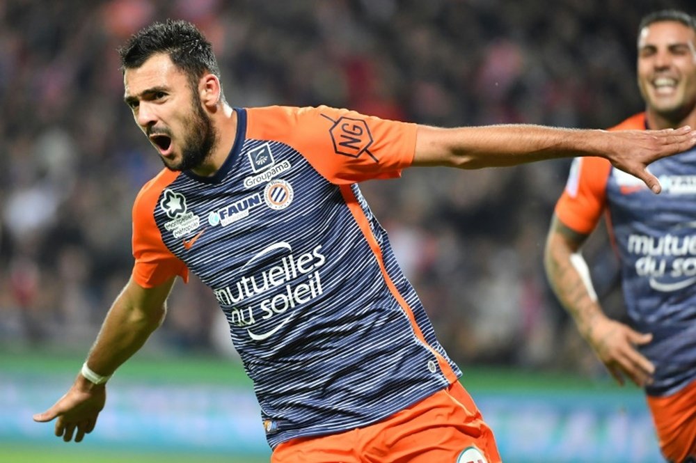 Laborde fired Montpellier to second in Ligue 1. AFP