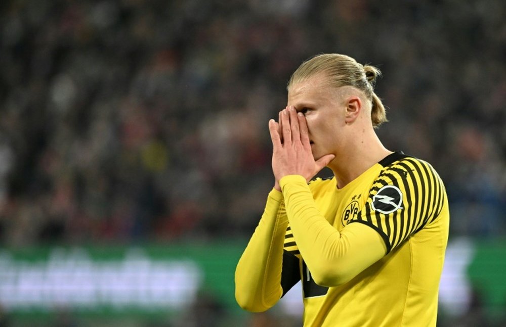 Dortmund striker Erling Haaland shows his frustration during the draw at Cologne. AFP