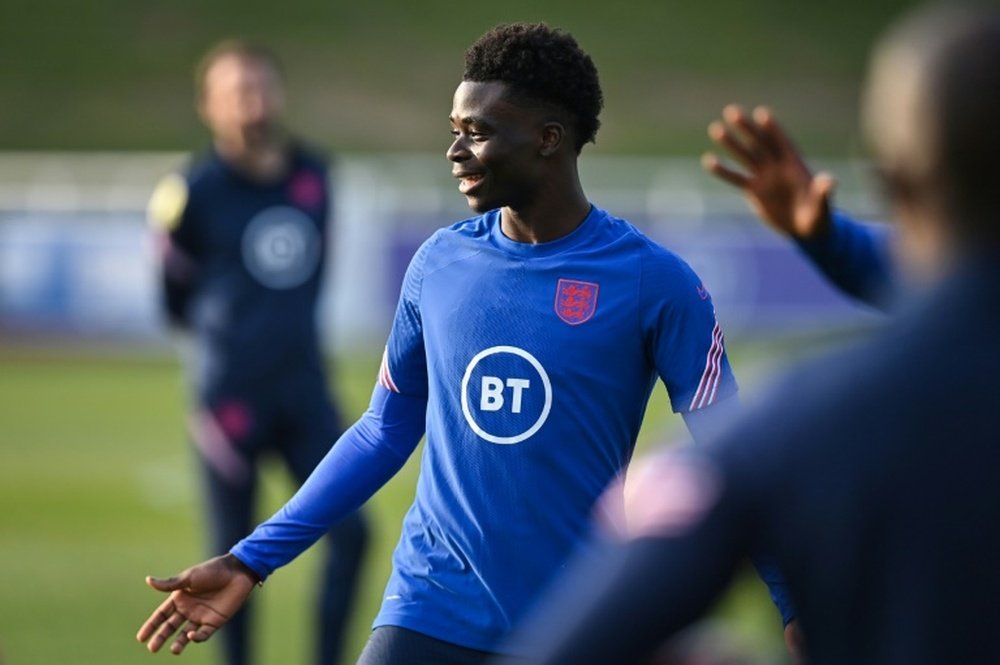 Bukayo Saka has left the England camp having tested positive for COVID-19. AFP